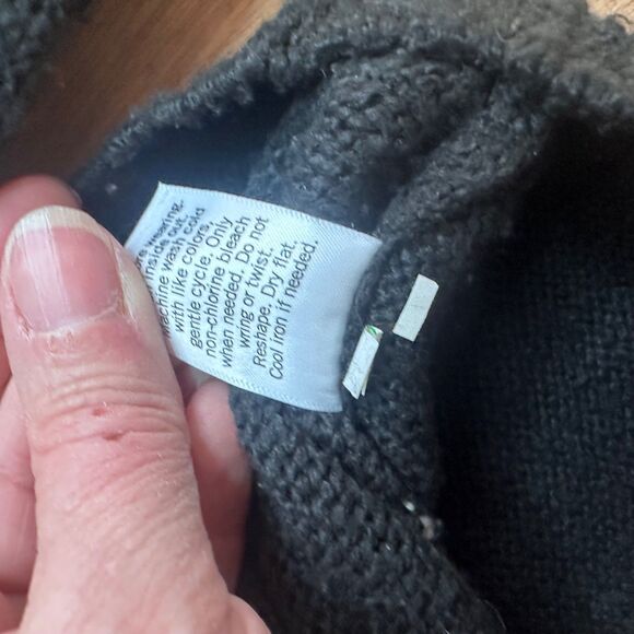 Women’s Black Turtleneck Sweater S Geometric Pattern Pullover - Picture 4 of 5